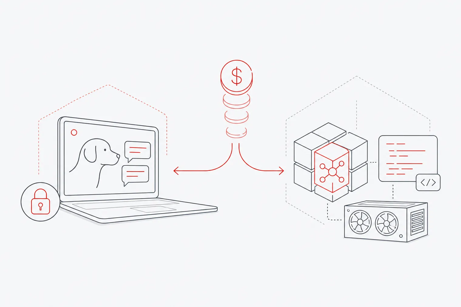 Illustration of AI models running on local hardware